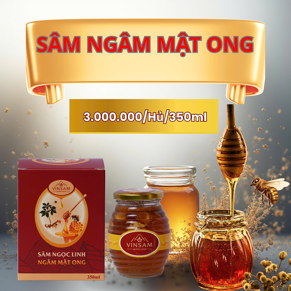 Mật ong ngâm sâm hũ 350ml
