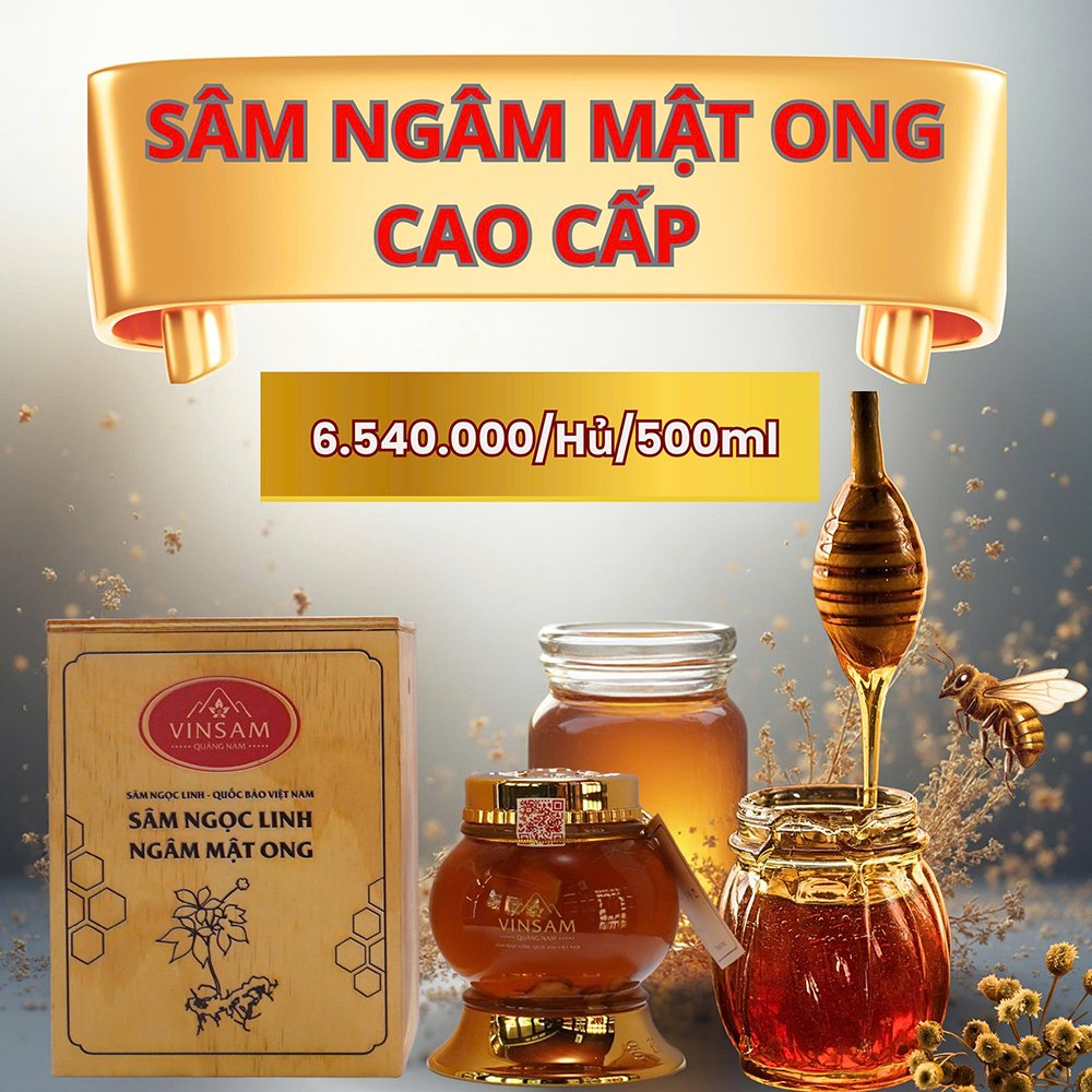 Mật ong ngâm sâm cao cấp hũ 500ml